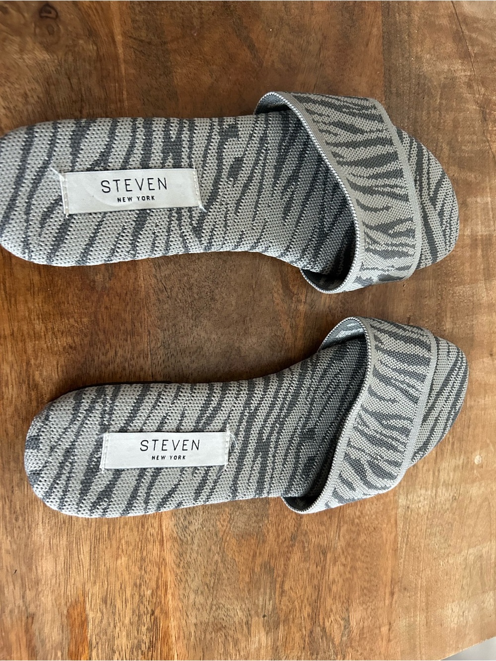 NWT Never Worn 
Nordstrom Steven 
Gray Zebra Slide Sandals